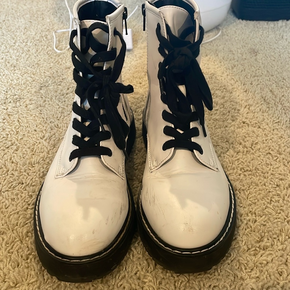 White combat boots